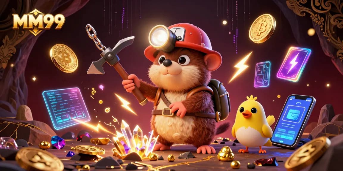 Engage with MM99 while exploring a vibrant 3D treasure hunting casino adventure full of cryptocurrencies.
