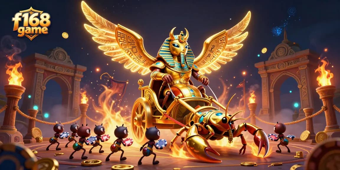 Experience exciting f168 game action with vibrant characters and golden elements in a thrilling casino setting.
