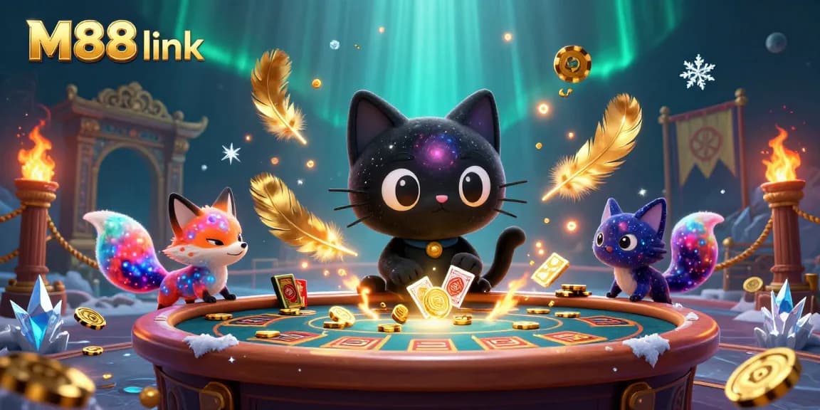 Engage with the excitement of the M88 link casino universe featuring cosmic elements and vibrant characters.