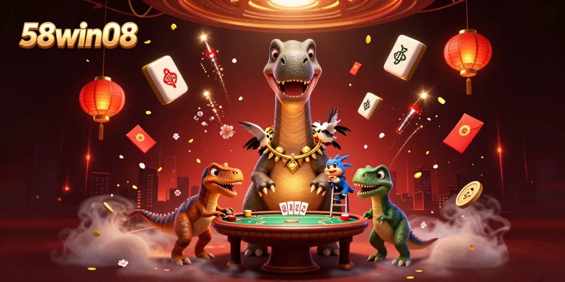 Experience thrilling gameplay at 58win08 with a vibrant casino scene featuring unique characters.
