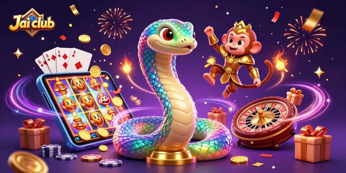 Spin and win exciting rewards on Jai club with vibrant gaming elements and magical characters.