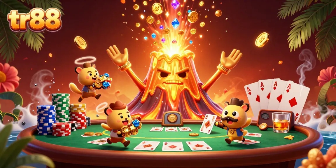 Win big at tr88 with this captivating 3D illustration of gambling excitement and treasures.