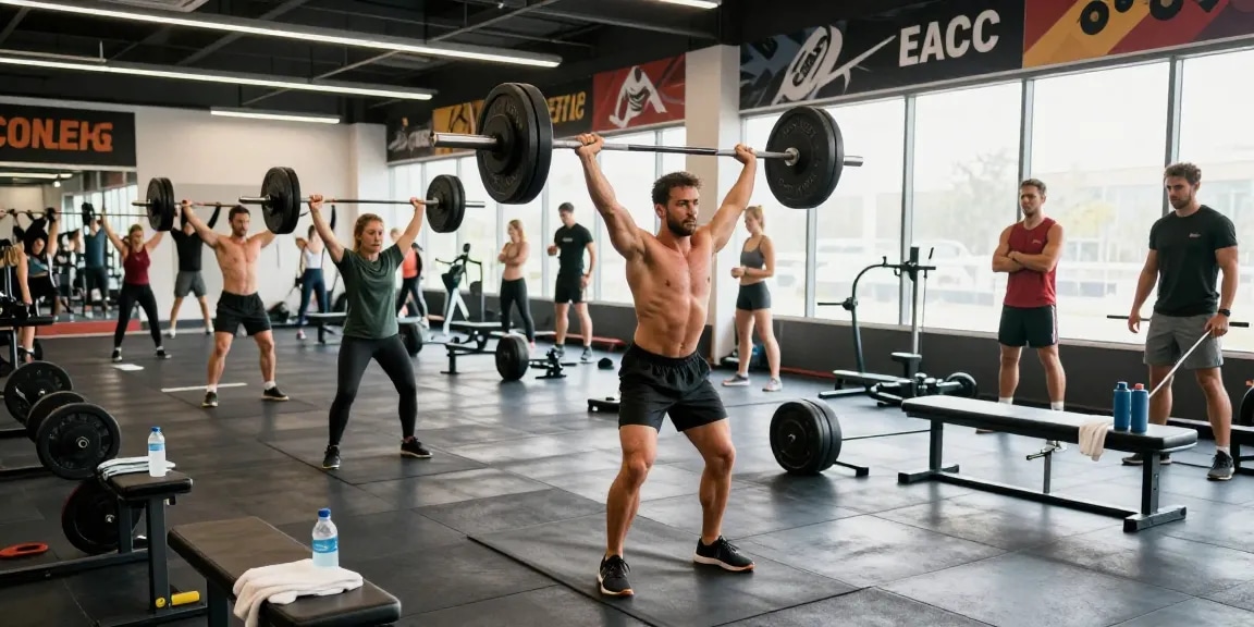 Bodybuilder lifting weights in vibrant gym environment at Astera Steroid Shop.