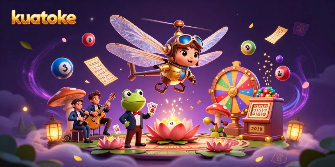 Engage in thrilling gameplay with kuatoke at a dynamic lily pad casino featuring vibrant characters and enchanting visuals.
