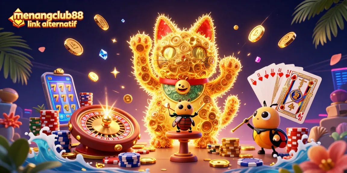 Experience winning luck at MENANGCLUB88 with animated elements showcasing casino excitement.