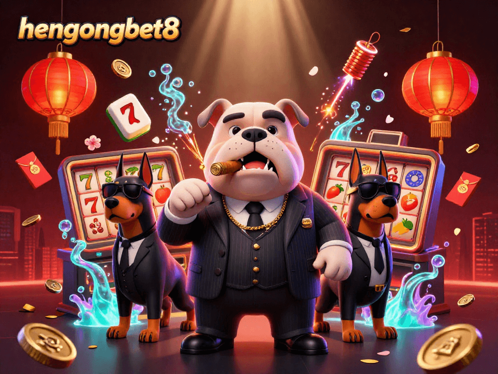 Experience the thrill of hengongbet8 with a mafia-themed digital casino illustration featuring rich game elements.