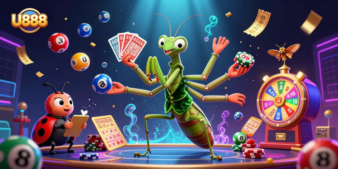 Experience U888's thrilling casino atmosphere with a vibrant 3D illustration of gaming excitement.
