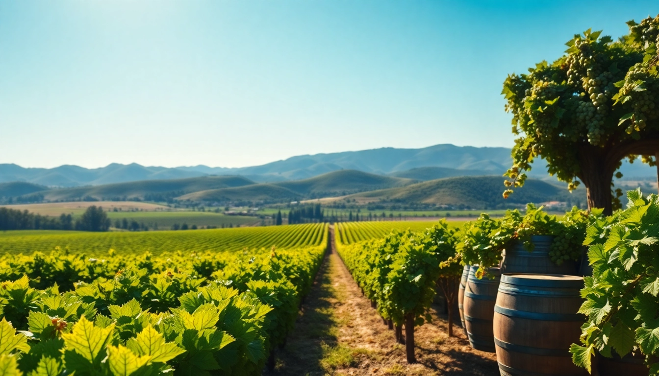 View lush Clarksburg AVA wineries vineyards with sunlit grapes and barrels.