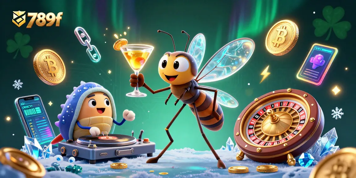 Engage with 789f's vibrant digital casino scene featuring a lively frozen mosquito mascot and trilobite DJ.