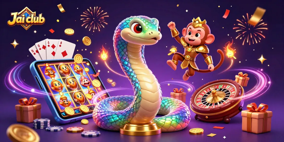 Spin and win exciting rewards on Jai club with vibrant gaming elements and magical characters.