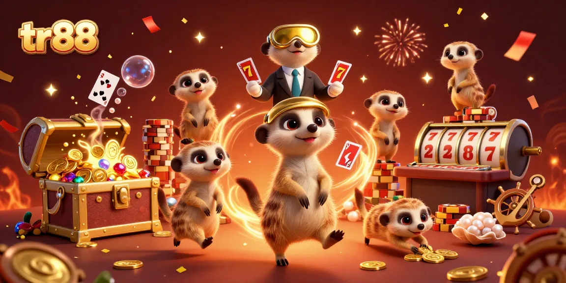 Experience thrilling moments at tr88 casino with lively meerkat dealers and vibrant game elements.