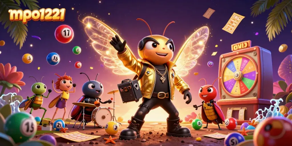 Engage with mpo1221's vibrant lottery scene featuring a rock star cicada and dynamic game elements.