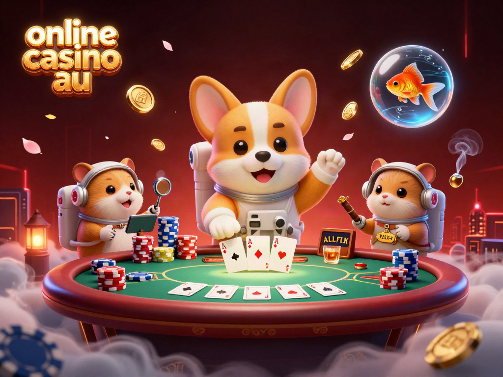 Experience thrilling fun at an online casino au with a lively cosmic twist, featuring playful characters and dynamic poker action.