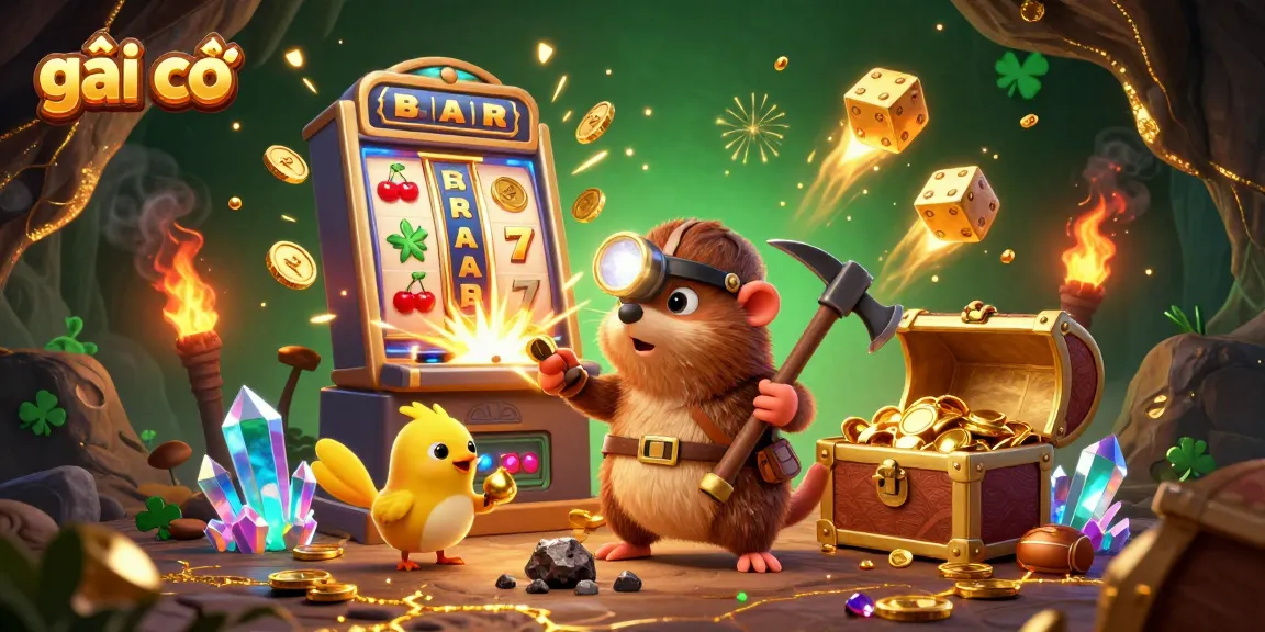 Engage with gái gọi in this vibrant casino scene filled with slot machine excitement and golden treasures.