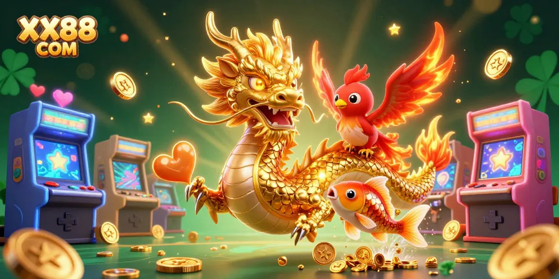 Experience the thrilling excitement of XX88 COM with an ultra-detailed casino scene featuring dynamic characters and vibrant gaming elements.