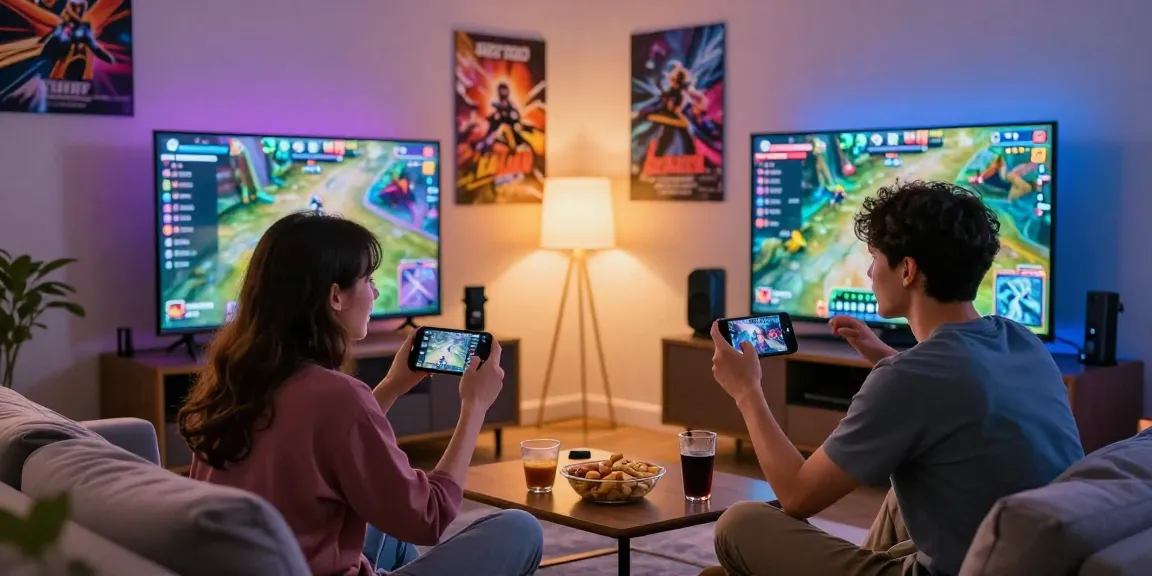 Exciting gaming night at home with ullesthorpe.org mobile gaming enthusiasts enjoying competitive matches.