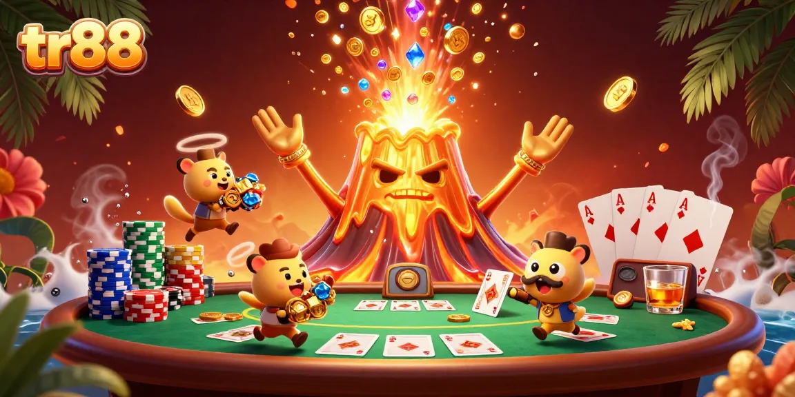 Win big at tr88 with this captivating 3D illustration of gambling excitement and treasures.