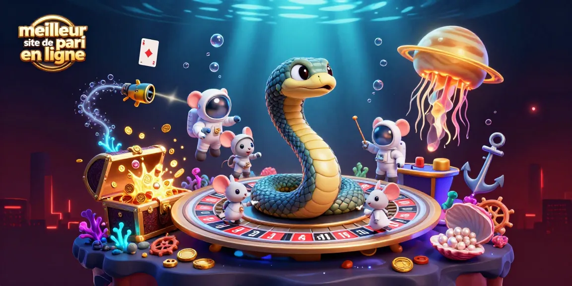 Les astronautes jouent sur les segments de roulette du serpent de Saturne, illustrant le meilleur site de pari en ligne.
