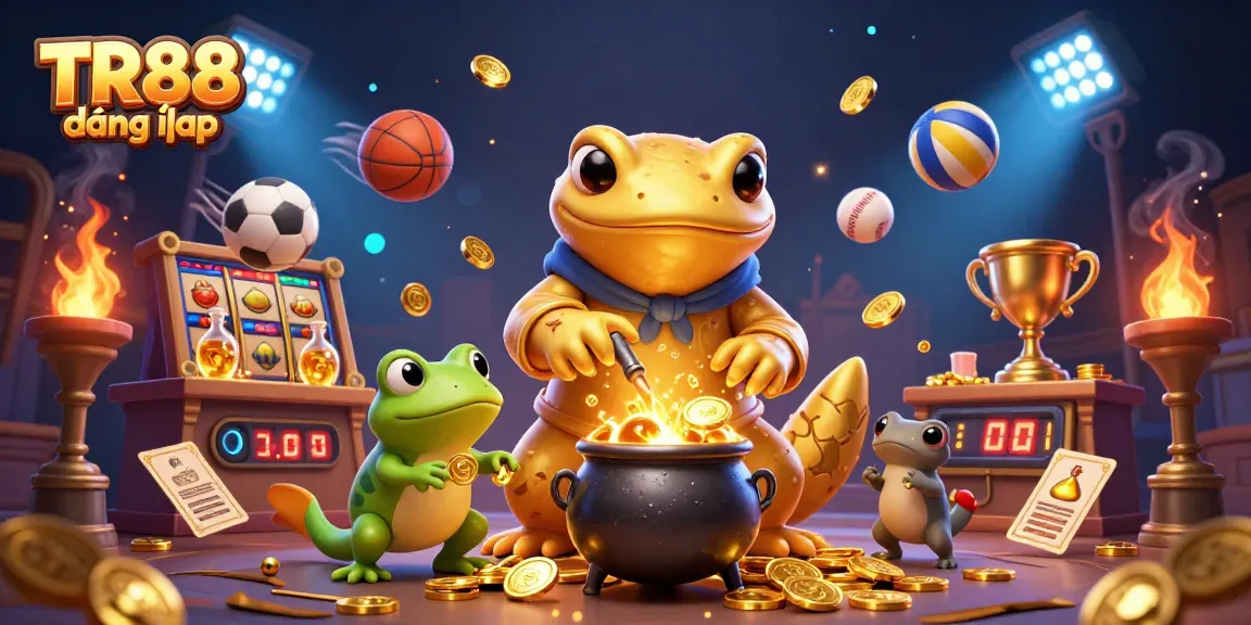 TR88 đăng nhập highlights unprecedented sports betting excitement with gold coins and dynamic elements.