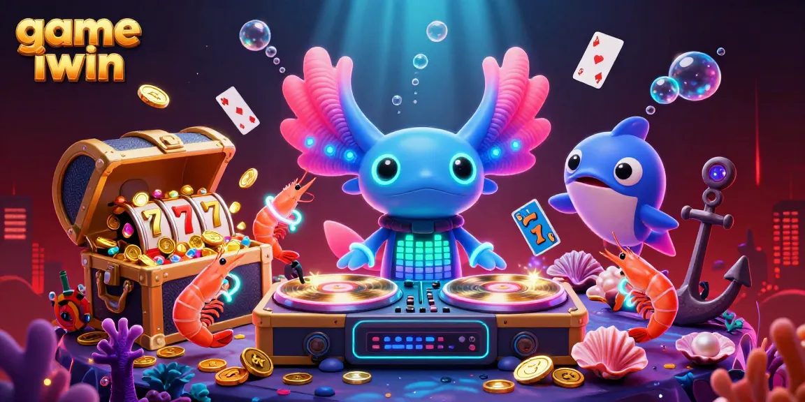 Experience the excitement of game iwin with a vibrant, neon underwater casino scene.