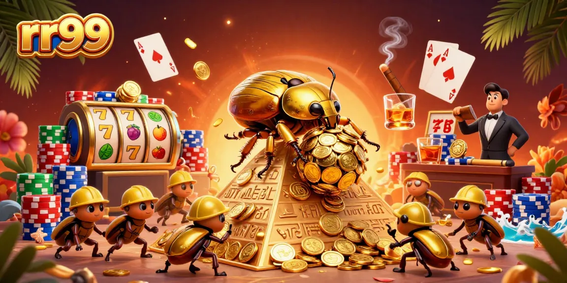 Experience thrilling gameplay at rr99 with massive golden beetles and vibrant casino elements.