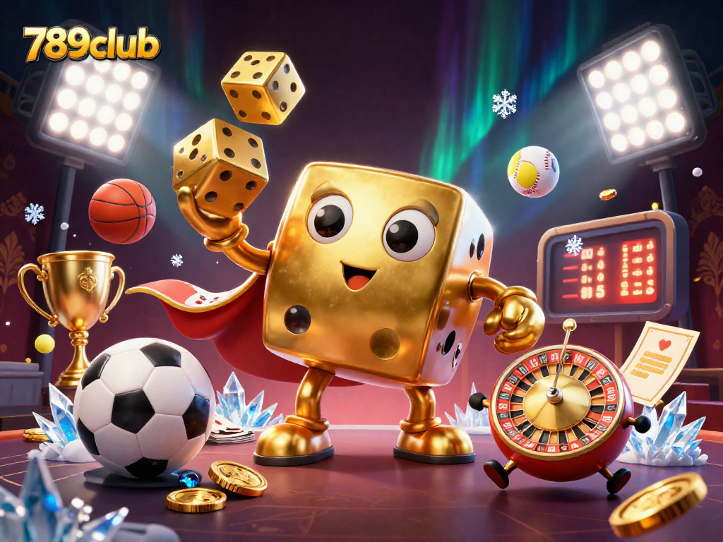 Experience thrilling gameplay at 789club with golden dice and vibrant sports elements.