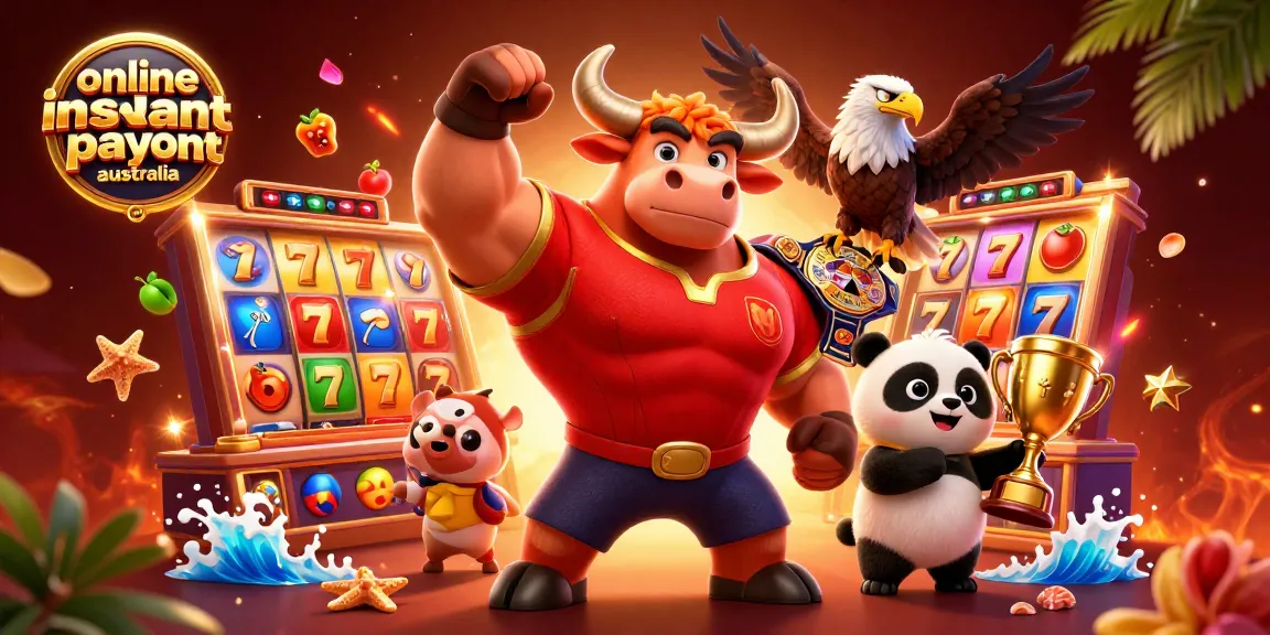Engage in thrilling action at online casino instant payout Australia with vibrant 3D characters celebrating wins.