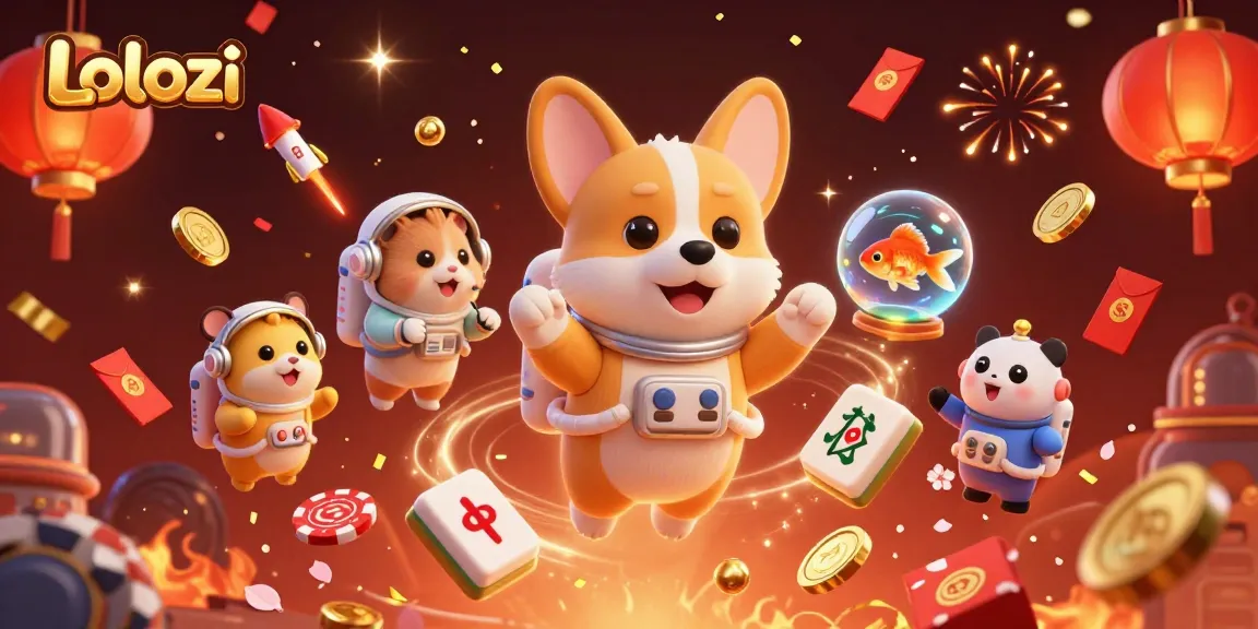 Lolozi transforms a space casino as the astronaut corgi floats amidst poker chips and golden coins.