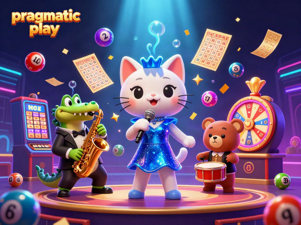 Gambarlah kucing penyanyi jazz dan teman-temannya merayakan kemenangan di dunia pragmatic play.