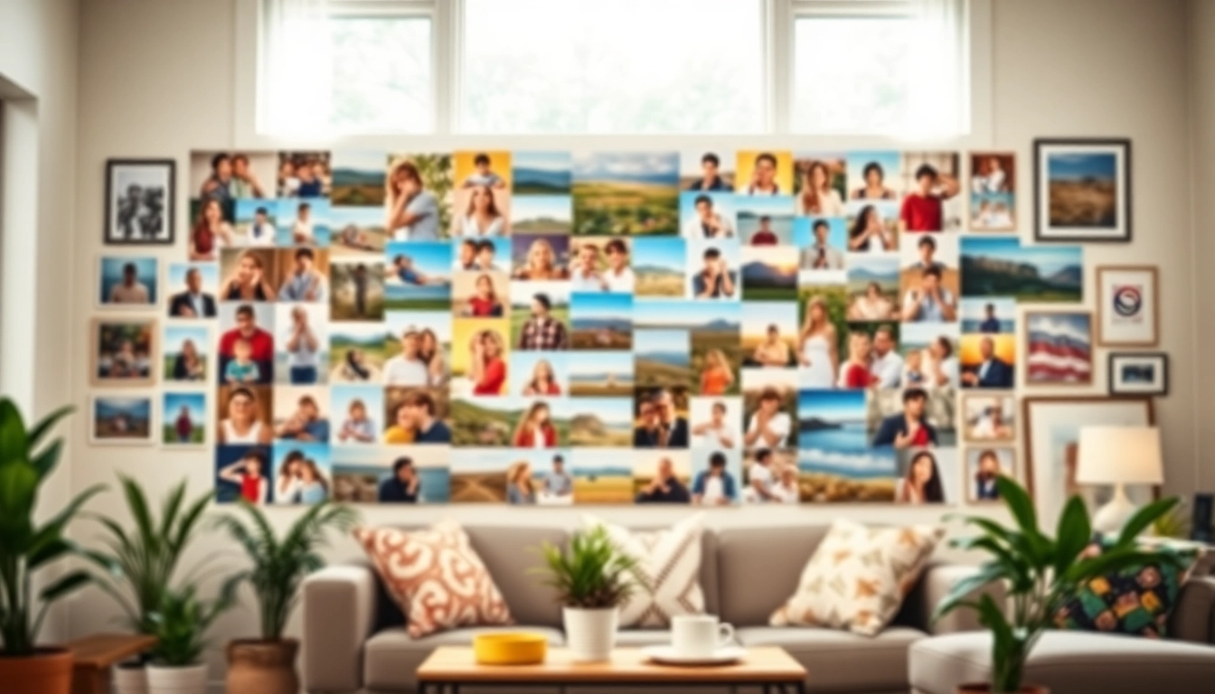 Showcasing a beautiful photo wall filled with cherished moments and vibrant memories.
