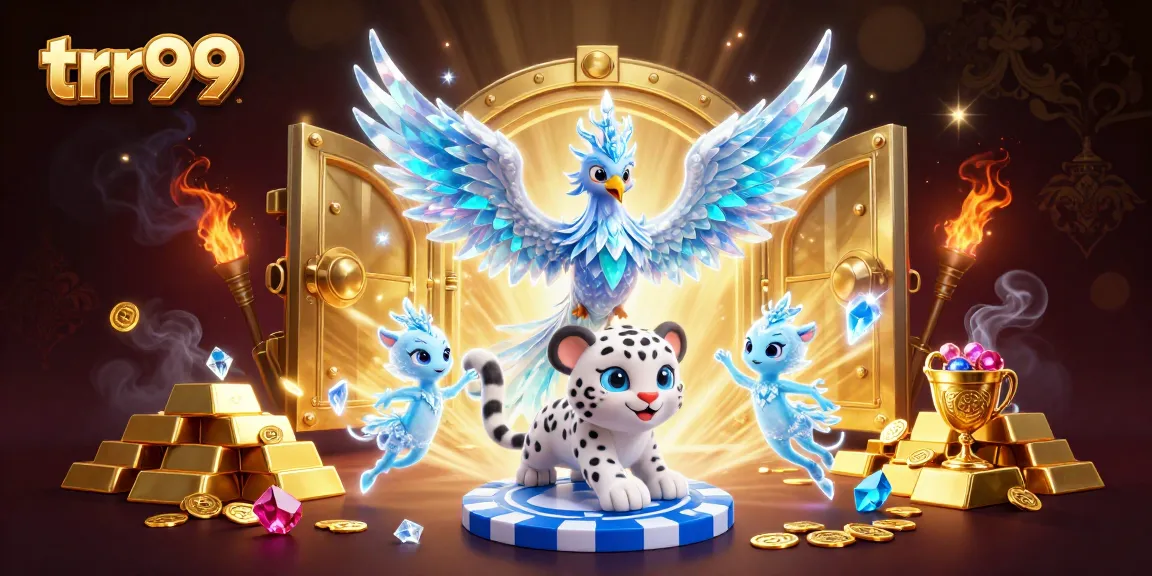 Experience thrilling gaming with trr99 through an artistic 3D illustration of a magical scene.