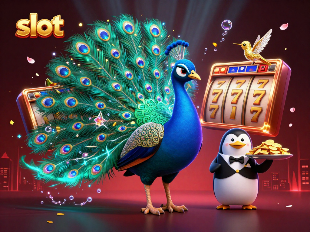 Spin the slot reels and win big with the vibrant energy of this casino scene