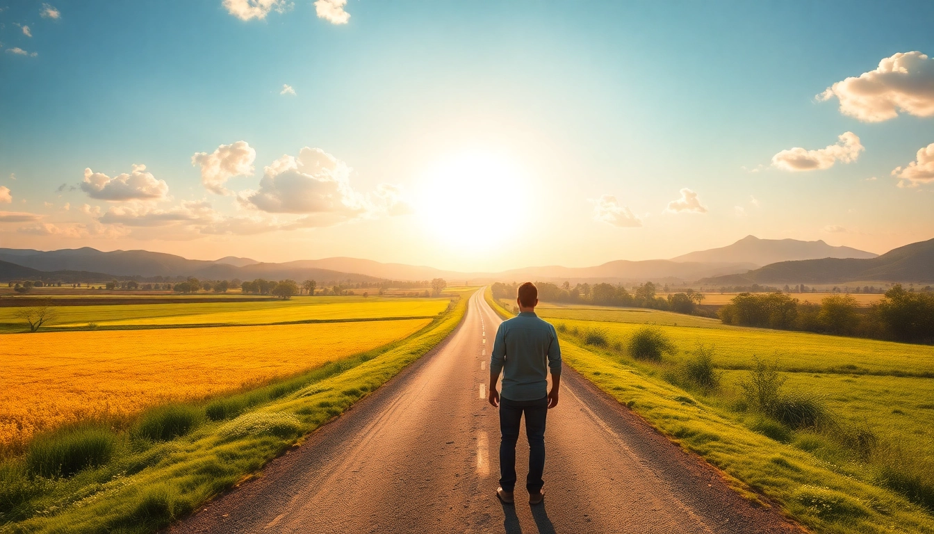 Visualize a person exploring choices on a forked road, symbolizing finding my true Calling.