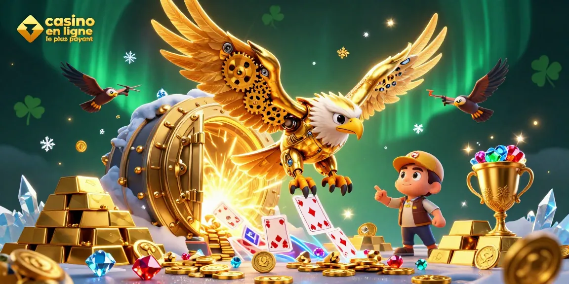 Plonger dans l'univers du casino en ligne le plus payant avec un aigle doré mécanique, des trésors numériques et des cartes tournoyantes.