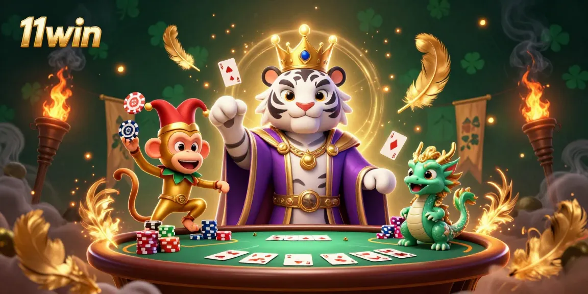 Experience thrilling poker action with 11win's vibrant 3D characters and casino atmosphere.