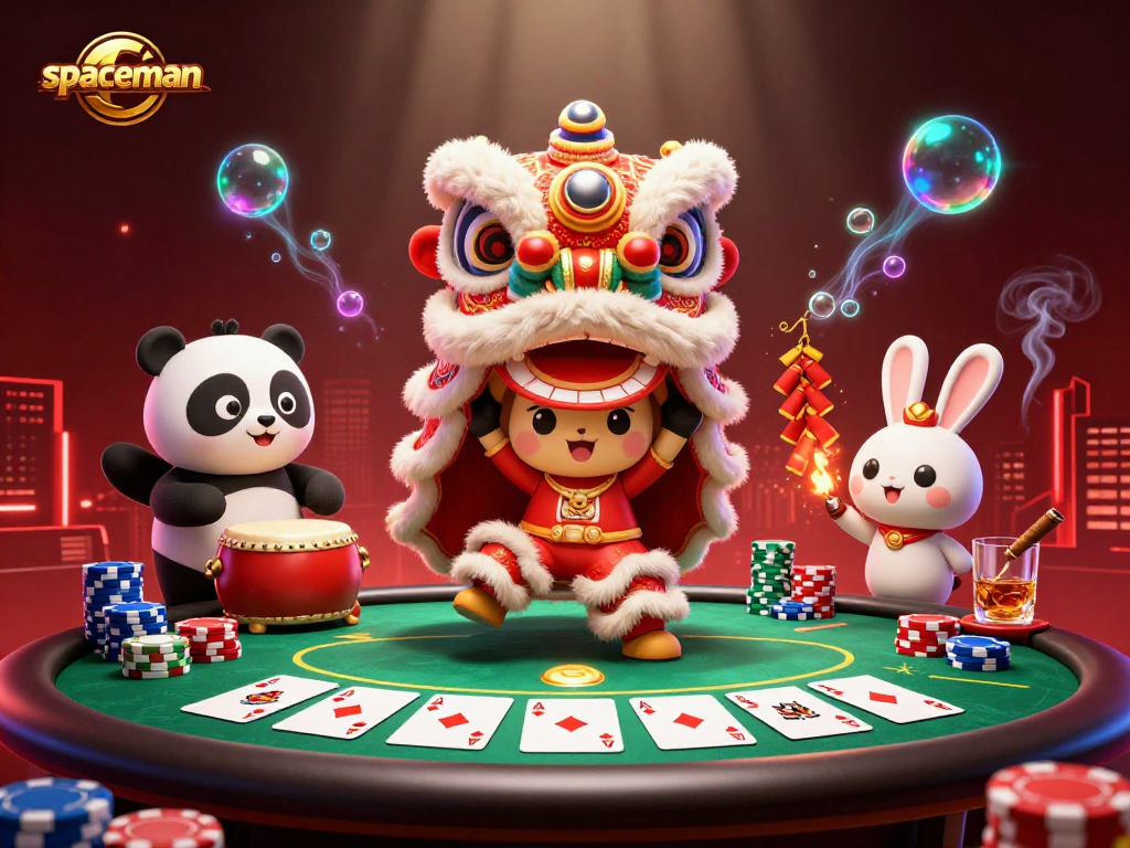 Experience the energetic Spaceman scene with vibrant casino elements and engaging characters.