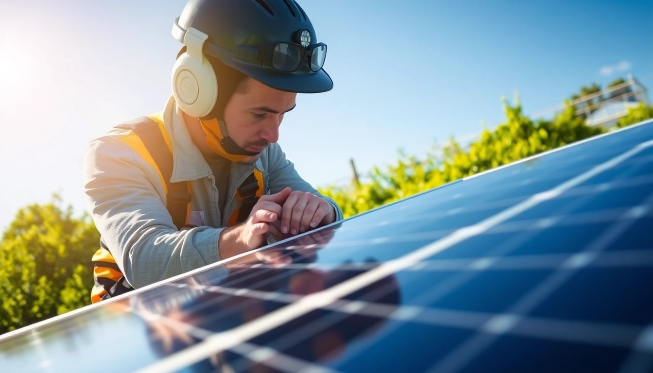 Technician repairing solar panels, showcasing expertise and service by solar repair company New Jersey.