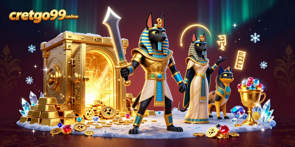 Engage with cretgo99online's treasure-themed casino adventure featuring Anubis and Bastet