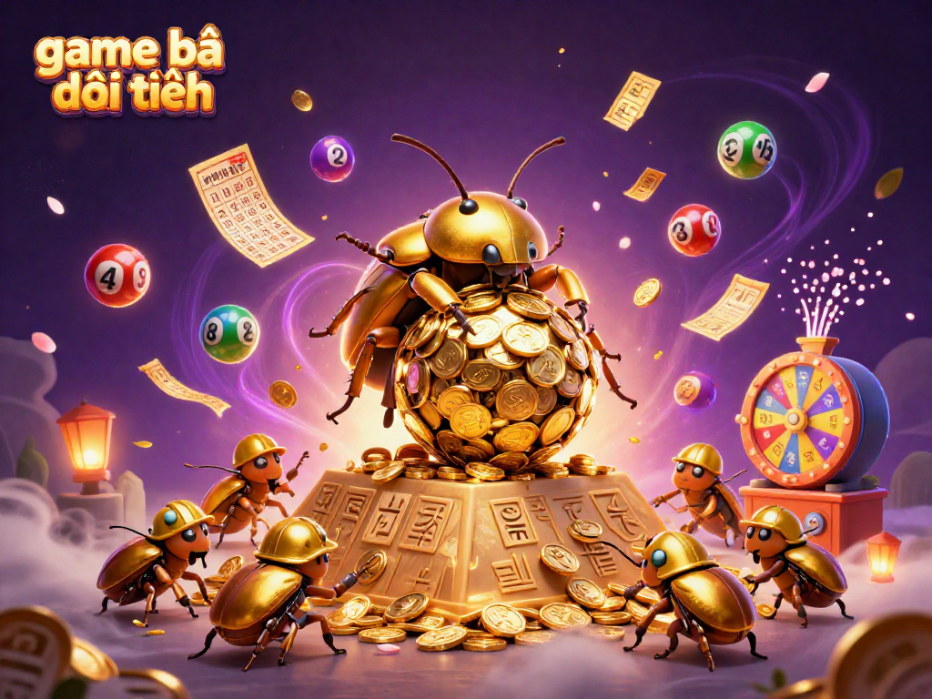 Experience the excitement of game bài đổi thưởng with colorful lottery balls and golden prizes in action.