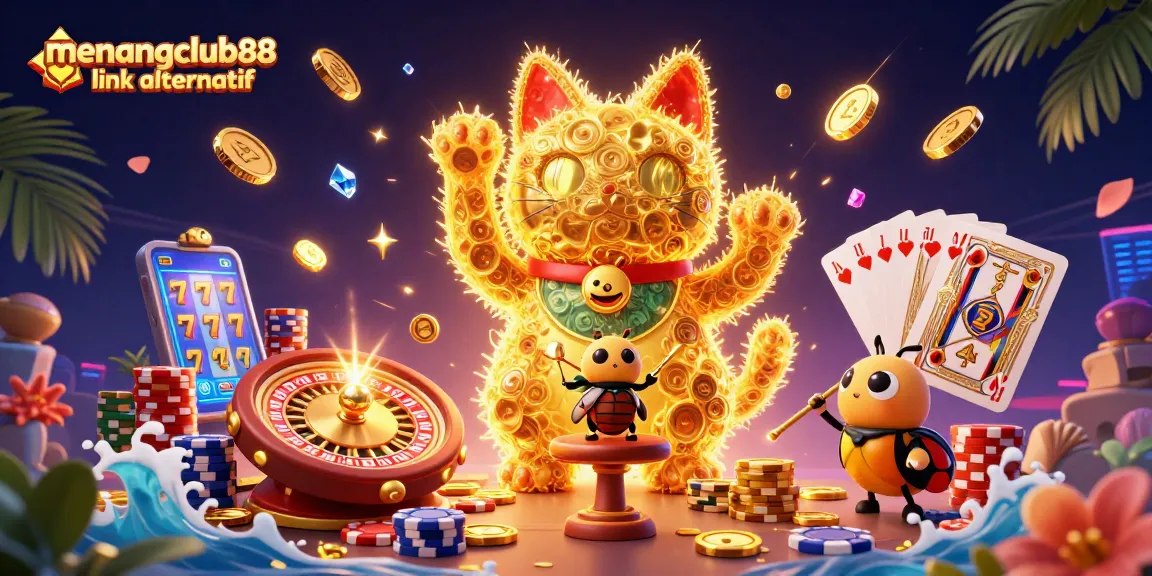 Experience winning luck at MENANGCLUB88 with animated elements showcasing casino excitement.