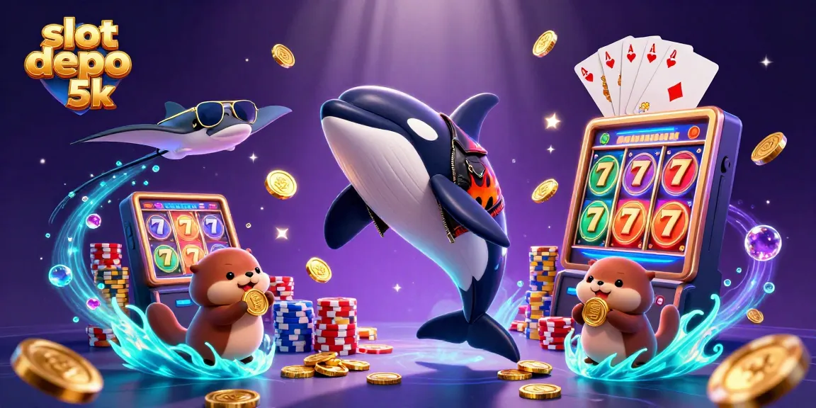 Menangkan permainan di slot depo 5k dengan simbol keberuntungan dan koin emas mengalir.