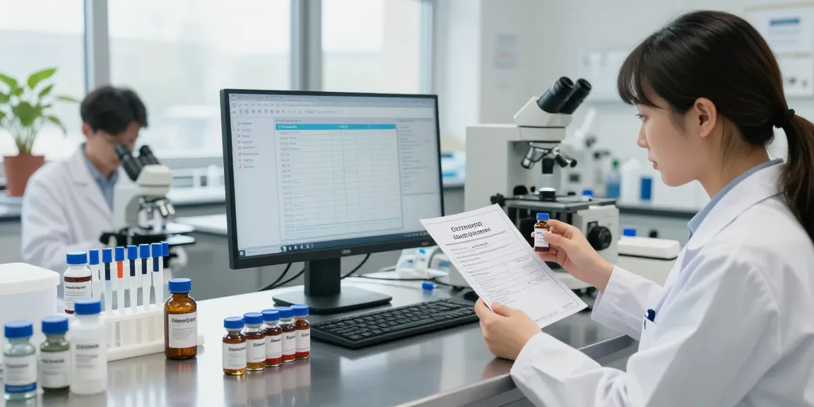KoiPeptidesCanada researchers analyzing peptide purity in a modern lab environment.