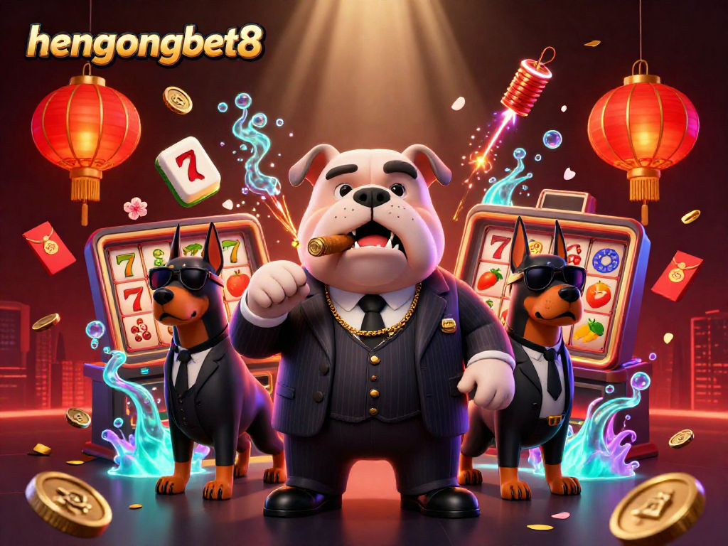 Experience the thrill of hengongbet8 with a mafia-themed digital casino illustration featuring rich game elements.