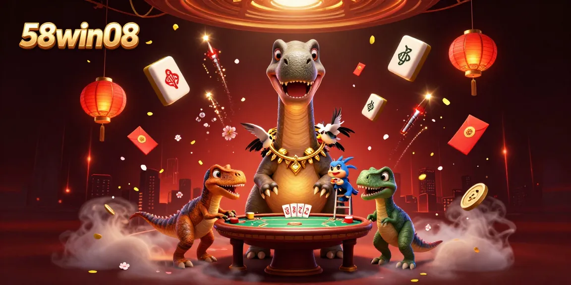 Experience thrilling gameplay at 58win08 with a vibrant casino scene featuring unique characters.